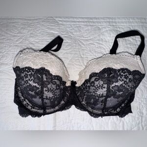 Elegant Black and Cream Lace Bra